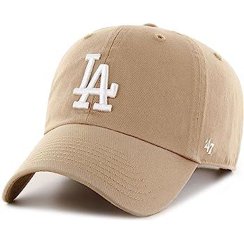 47 Los Angeles Dodgers Clean Up Dad Hat Baseball Cap Khaki, White | Amazon (US)