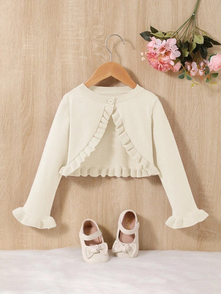 SHEIN Young Girl Elegant Short Cardigan With Long Sleeve, Autumn/Winter Sweater | SHEIN