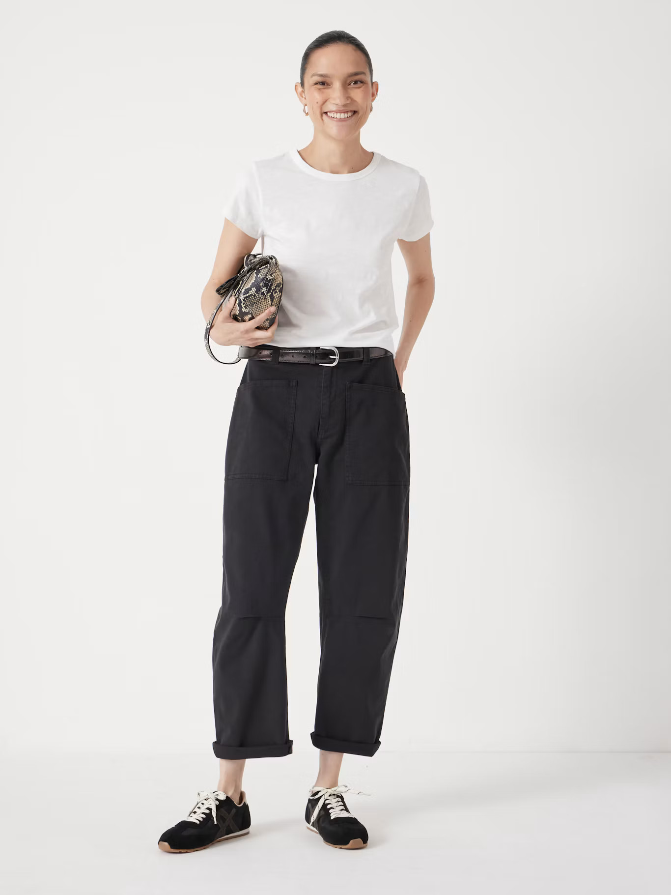Cordi Barrel Leg Cotton Trousers | Dark Charcoal Grey | Hush UK