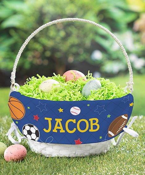Personalized Planet Blue Sports Collapsible Handle Personalized Easter Basket | Zulily