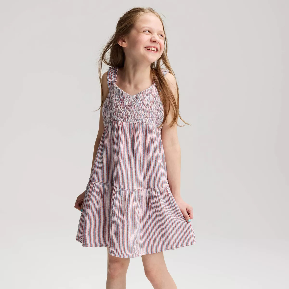 Girls' 4th of July Striped A-Line Dress - Cat & Jack™ Off-White L | Target