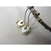 Mixed Metal Circle Earrings, Gold & Silver, Lightweight Everyday Jewelry | Etsy (US)