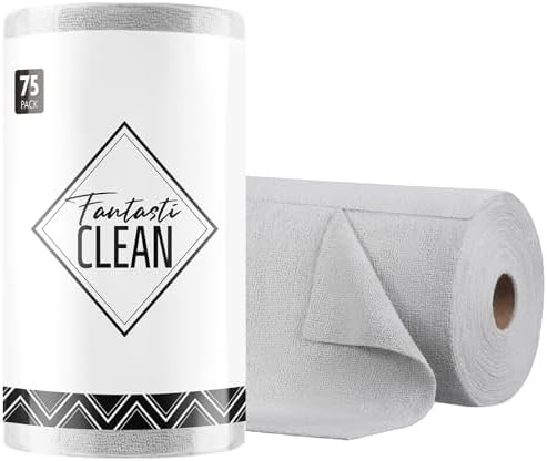 Fantasticlean Microfiber Cleaning Cloth Roll -75 Pack, Tear Away Microfiber Towels, 12" x 12", Re... | Amazon (US)