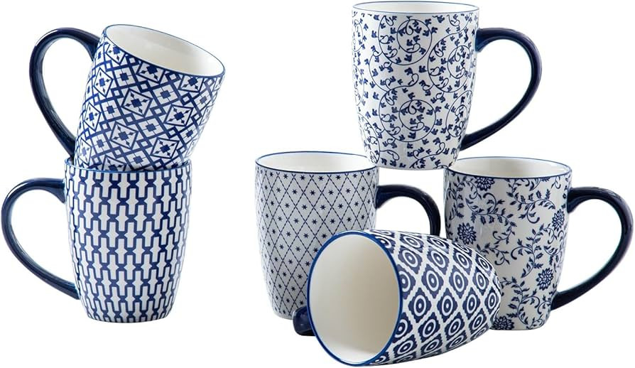 Ceramic Coffee Mugs Set - 16 Oz Large Porcelain Tea Cups with Handle for Women Men Cocoa Cappucci... | Amazon (US)