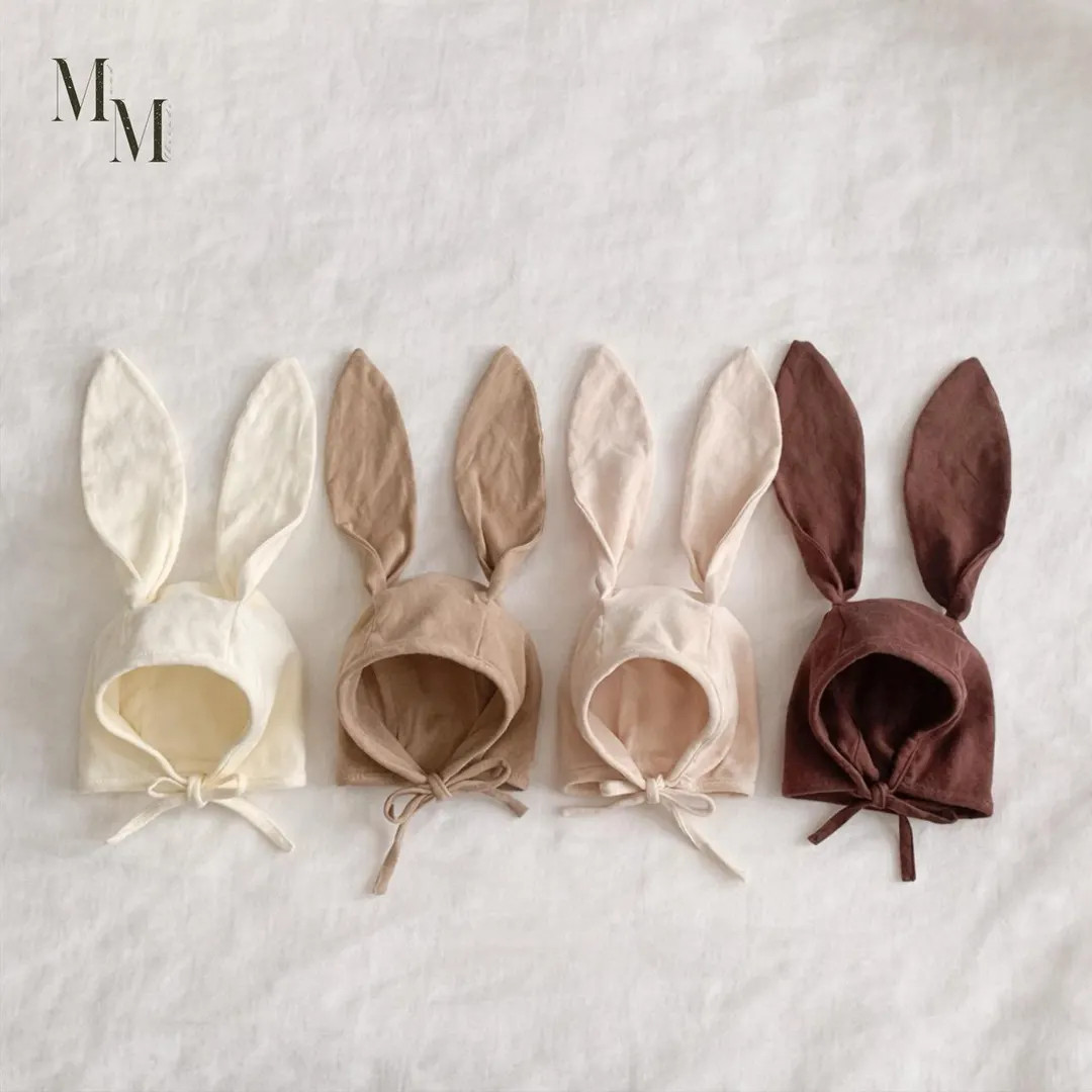 Bunny Ear Bonnet For Baby Easter Accessories Babys First Easter Outfit Baby Boy Cotton Baby Bonne... | Etsy (US)