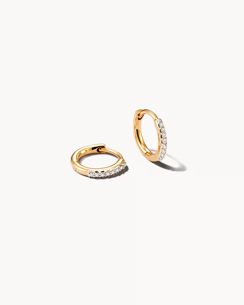 Mila 14k Yellow Gold Huggie Earrings in White Diamond | Kendra Scott