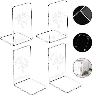 MerryNine Transparent Plastic Acrylic Bookend Upgraded Heavy-Duty Non-Slip Decorative Bookshelf w... | Amazon (US)
