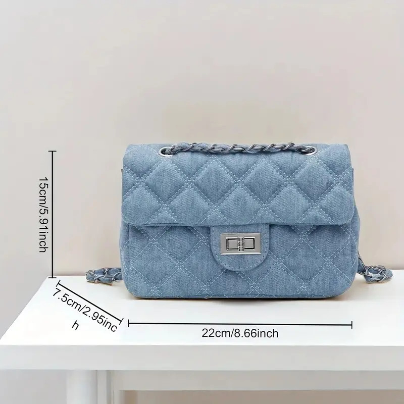 Elegant Fashionable Denim Shoulder Bag Ladies Chic Quilt - Temu United Kingdom | Temu Affiliate Program