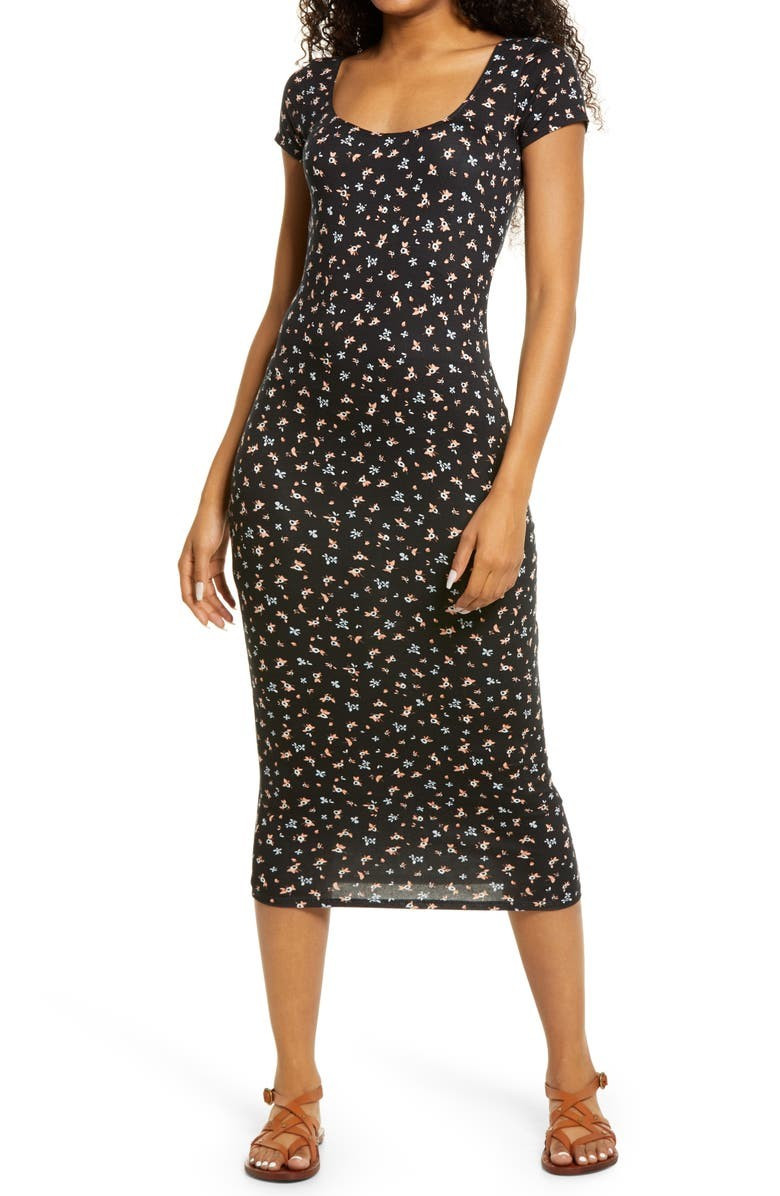 Afternoons Floral Jersey Midi Dress | Nordstrom | Nordstrom