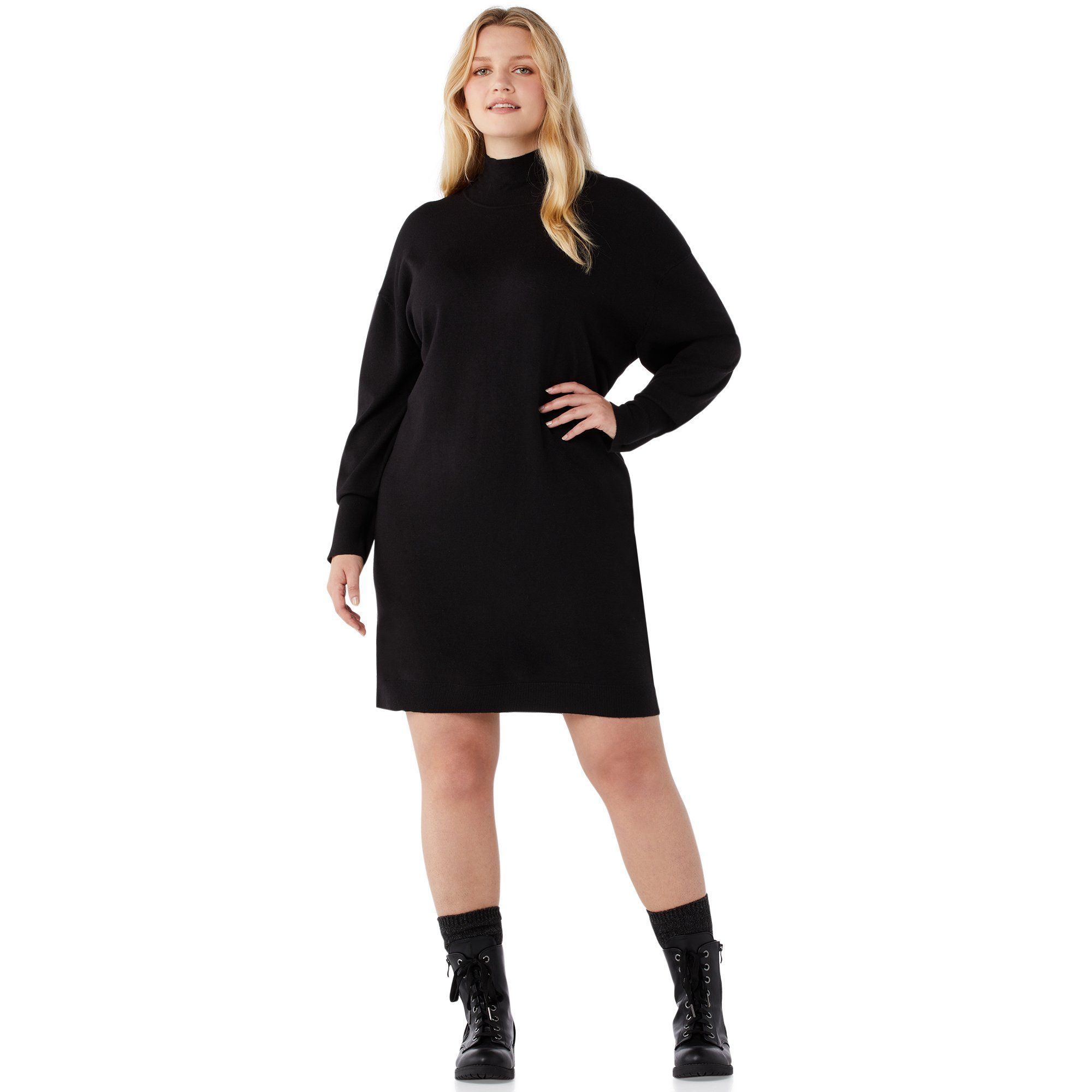 Free Assembly Women's Lightweight Turtleneck Sweater Dress | Walmart (US)