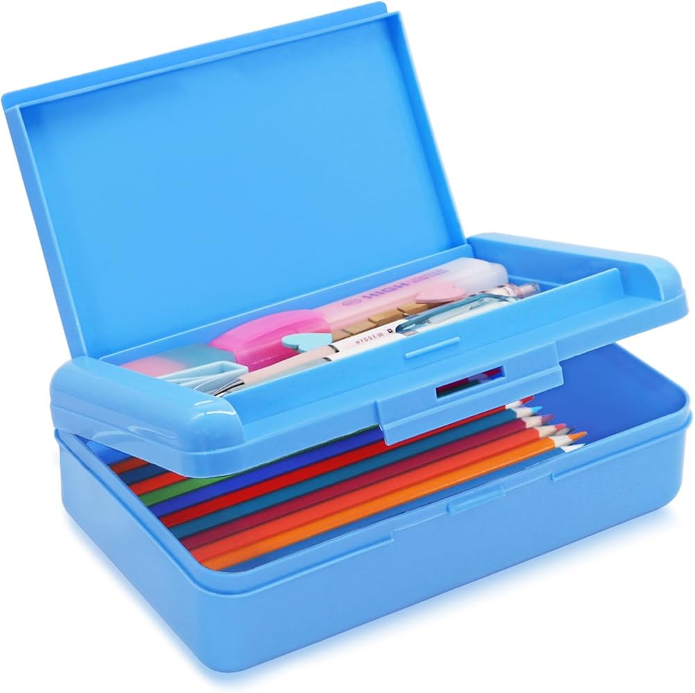 Double Layer Pencil Box, Hard Pencil case 2 Compartments, Plastic Large Capacity Pencil Case with... | Amazon (US)