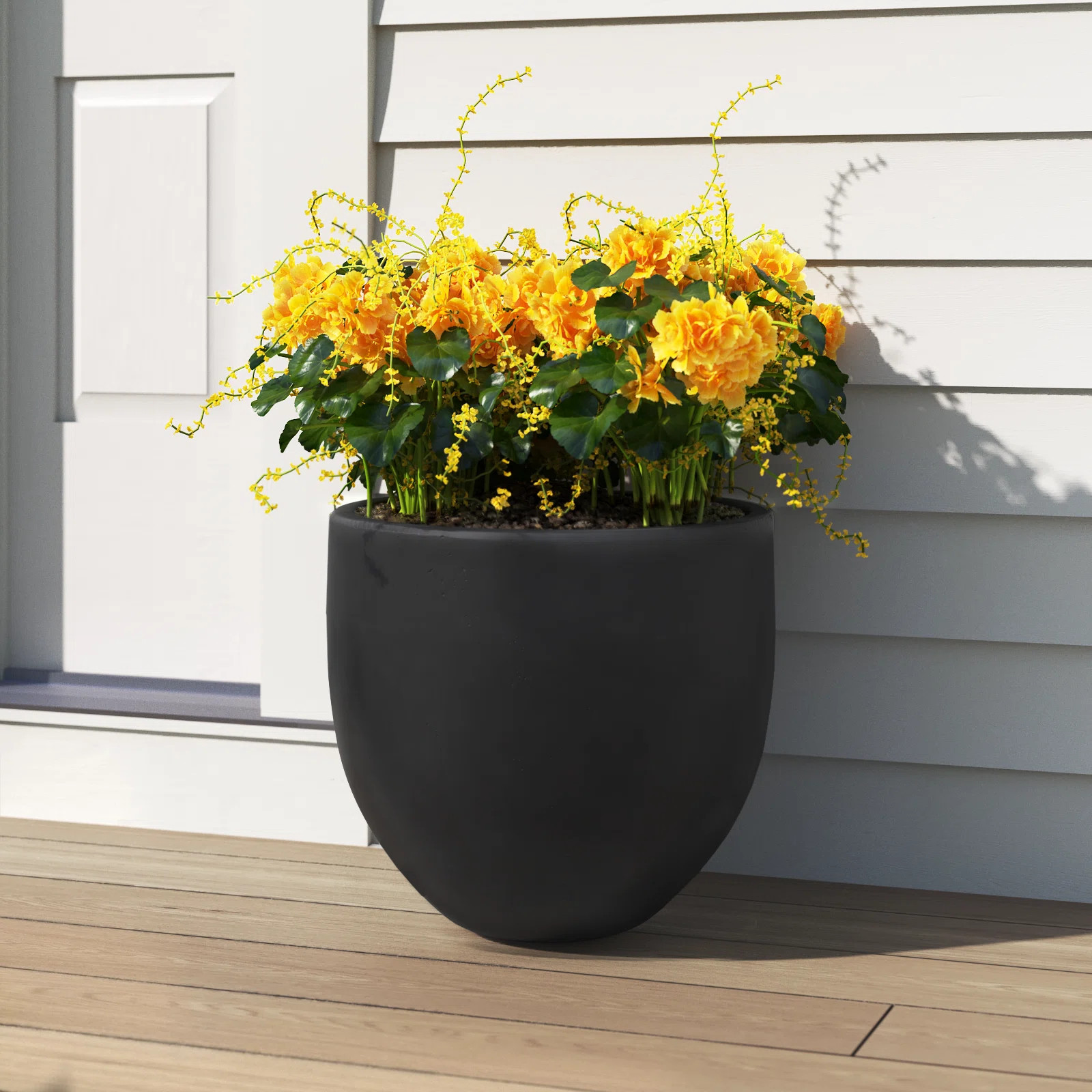 Sol 72 Outdoor™ Acushnet 13.7" Dia Black Planter, Outdoor Pot with Drainage Hole & Reviews | Wa... | Wayfair North America