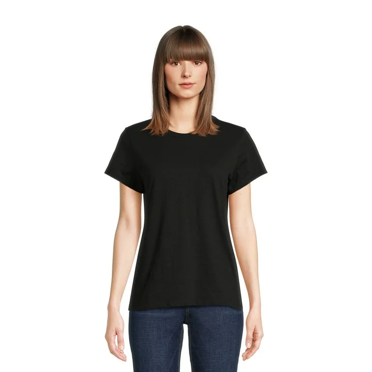 Time and Tru Women's Slub Texture Tee with Short Sleeves, Sizes S-XXXL | Walmart (US)