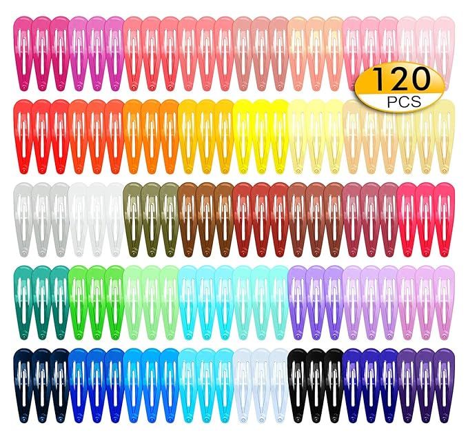 120 Pack Colorful Barrettes, 2 Inch Barrettes Metal Snap Hair Clips Candy Color Hair Accessories ... | Amazon (US)