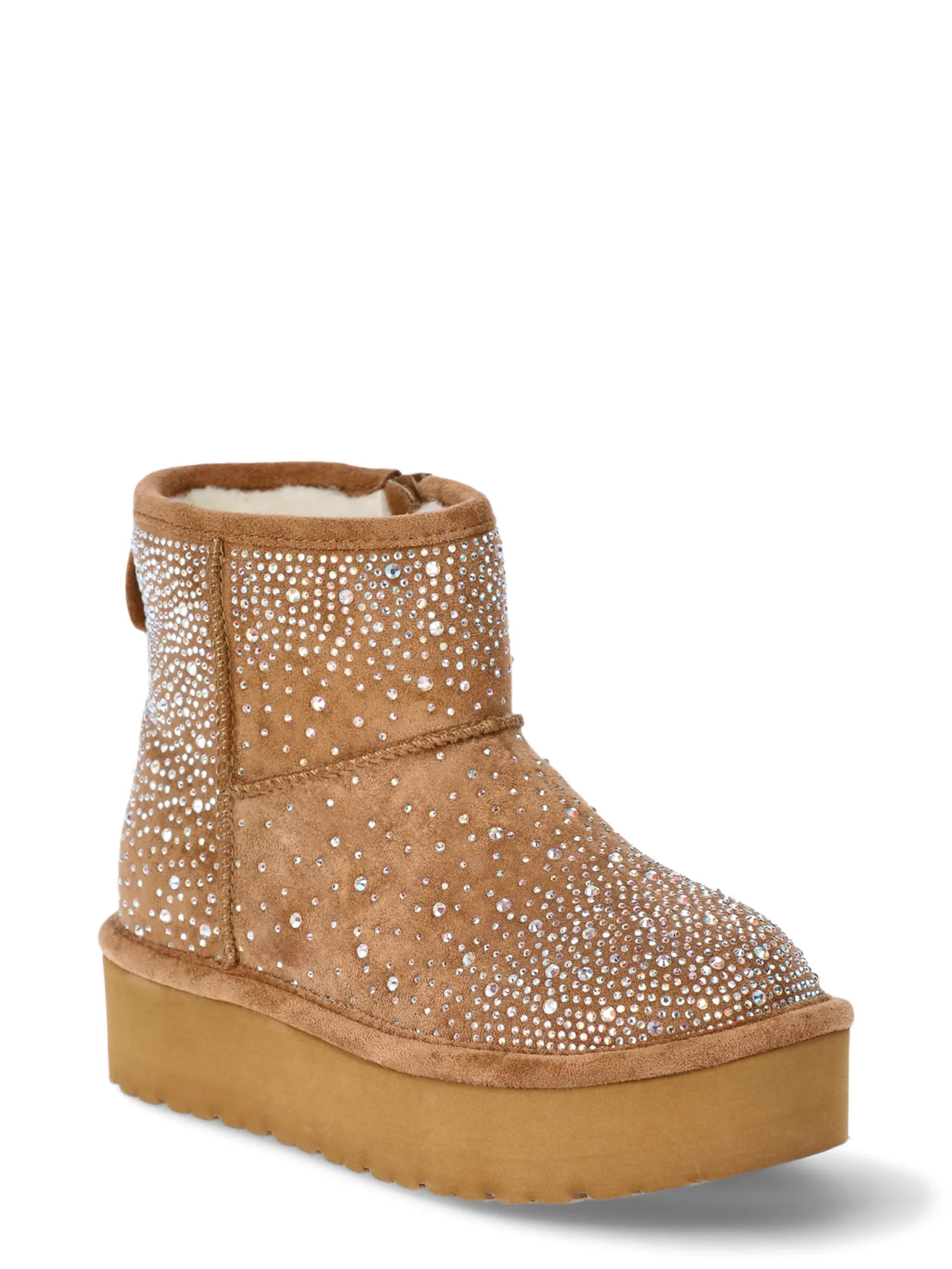 Madden NYC Little Girl & Big Girl Shearling Rhinestone Boot | Walmart (US)