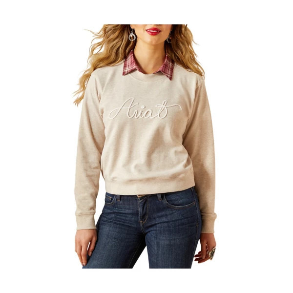 Women's Ariat Essential Crewneck Sweatshirt XLarge Oatmeal | Scheels Sports