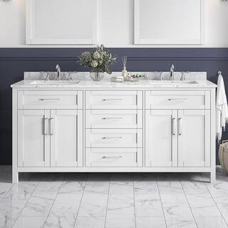 OVE Decors Tahoe 72 in. W x 21 in. D x 34 in. H Double Sink Bath Vanity in White with Carrara Mar... | The Home Depot