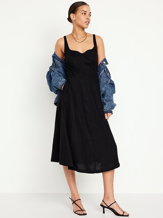Fit & Flare Sleeveless Midi Dress | Old Navy (US)