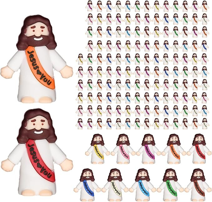 10 Macaronic Color Mini Jesus Figurines to Hide Tiny Pocket Rubber Jesus Loves You Figures for Re... | Amazon (US)
