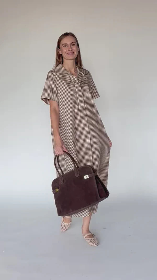 Weekender Caftan Dress - Gingham Tudor Brown | Quiet Culture