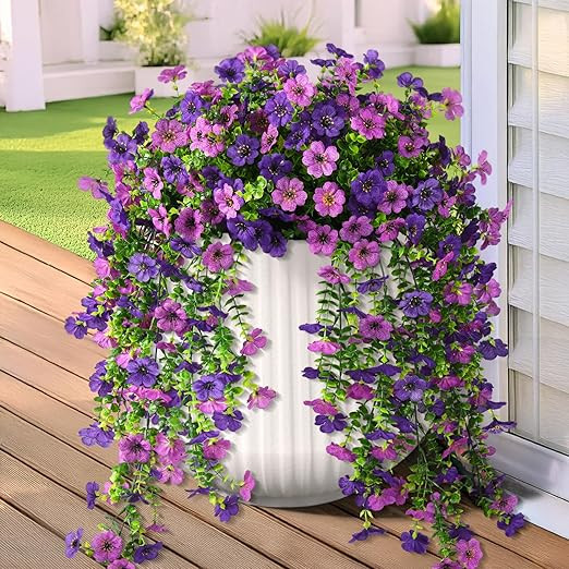 Artificial Hanging Flowers for Outdoors, 2 Pcs Fake Hanging Plant Spring Summer Decor, UV Resista... | Amazon (US)