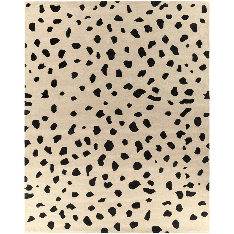 Giovanni Animal Print Handmade Tufted Wool Area Rug in Beige/Black | Wayfair North America