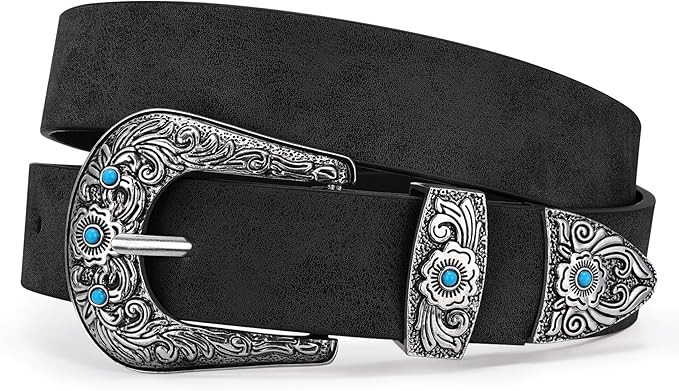 XZQTIVE Western Belt for Women, Cowgirl Cowboy Suede Leather Belt for Jeans Pants, Country Belts ... | Amazon (US)