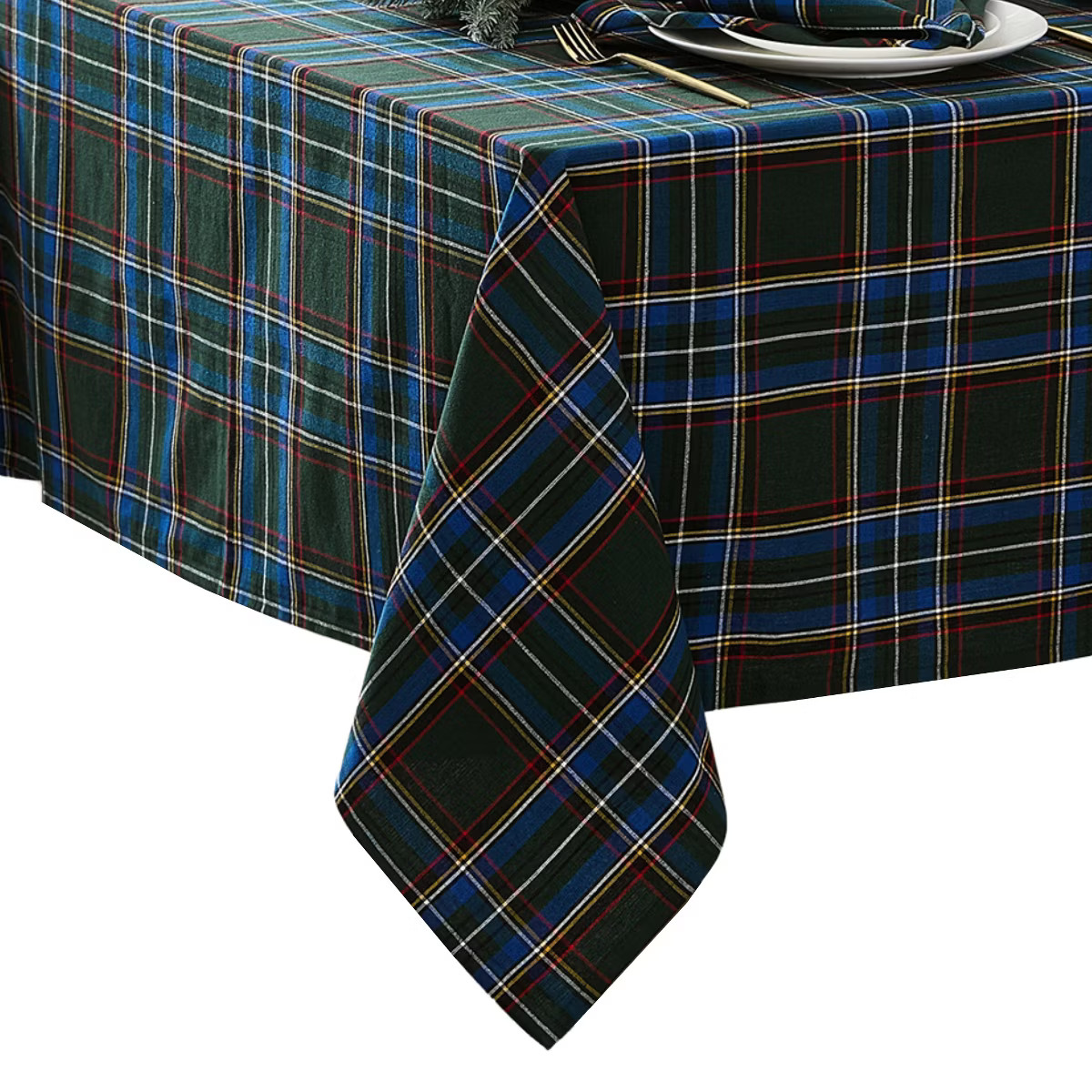Stowe Tartan Holiday Plaid Tablecloth - Green - 52x70 - Elrene Home Fashions | Target