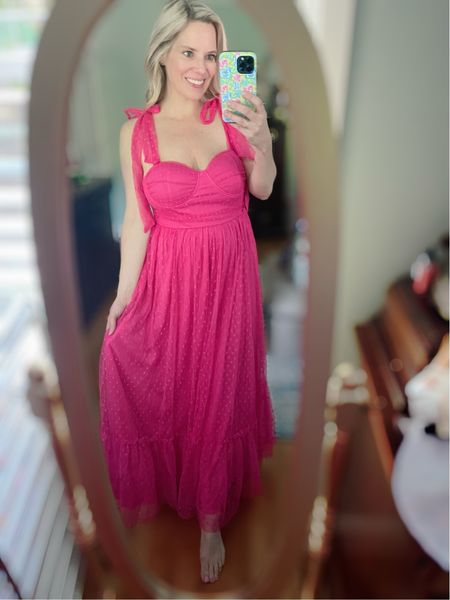 Hot pink tulle maxi dress, wedding guest dress 

#LTKFindsUnder50 #LTKOver40 #LTKFindsUnder100