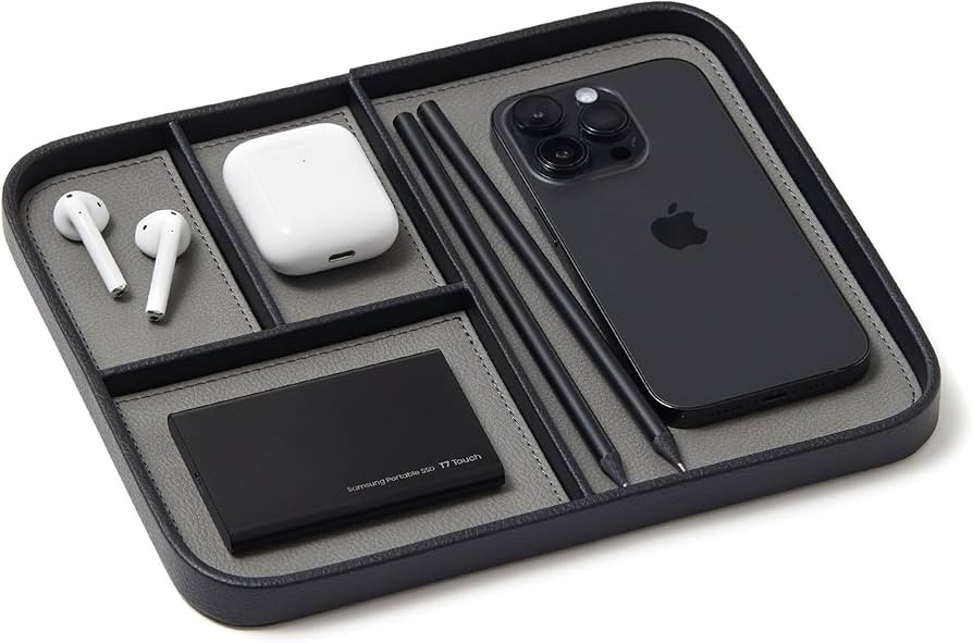 Nordik Leather Valet Tray - Pebble Black - 9.5 x 7.9 Inch Medium Vegan Leather Tray - Stylish Nig... | Amazon (US)