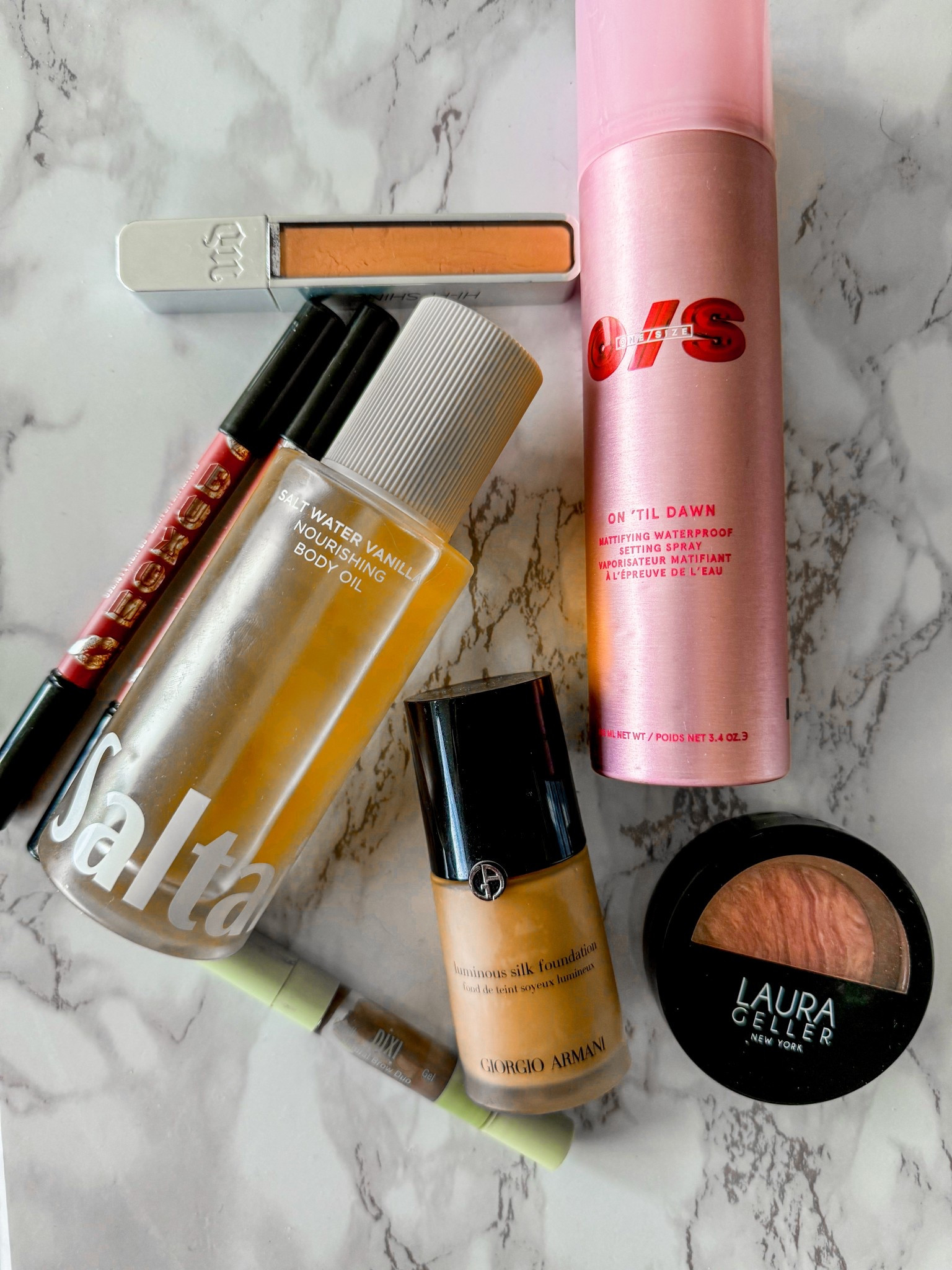Today’s beauty products: this new to me body oil smells divine, my tried and true lip combo, my drugstore eyebrow product of choice, a universally flattering blush, favorite foundation, and a setting spray that holds up.

#LTKFindsUnder100 #LTKFindsUnder50 #LTKBeauty