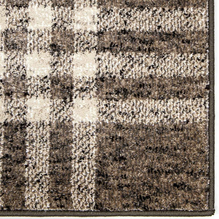 My Texas House Highlands 2' X 8' Dark Beige Plaid Runner Rug | Walmart (US)