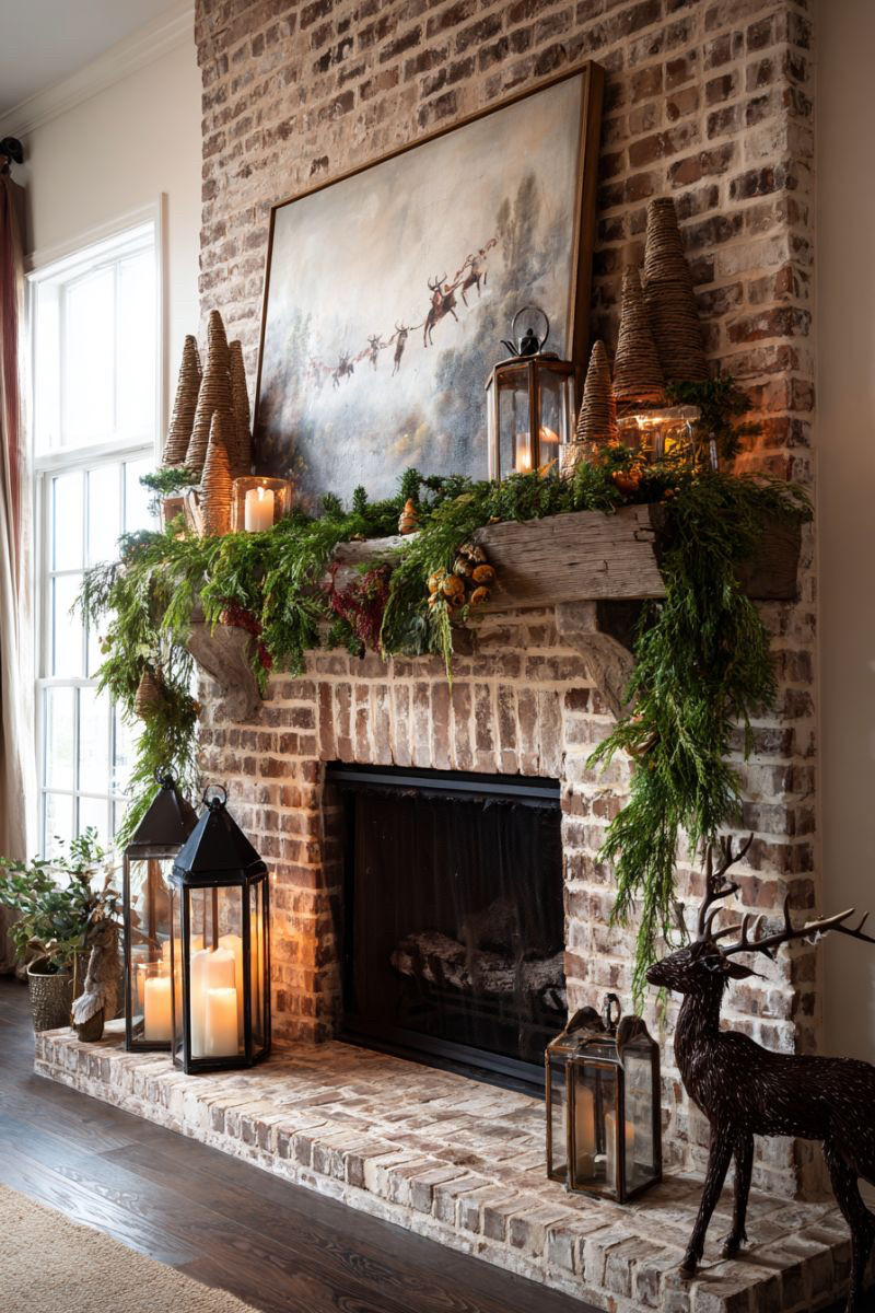 If you love a natural Christmas look, this setup is perfect 🌲 Linking garland, lantern sets, art, and all the cozy accents.

#realisticgarland #christmasdecor #christmasdecorations #mantledecor #manteldecor #reindeer #cedarholidaygarland #lanternset #winterwallart #flamelesspillar #holidaydecorpieces #mantleaccents 

 #LTKHoliday #LTKSeasonal #LTKHome