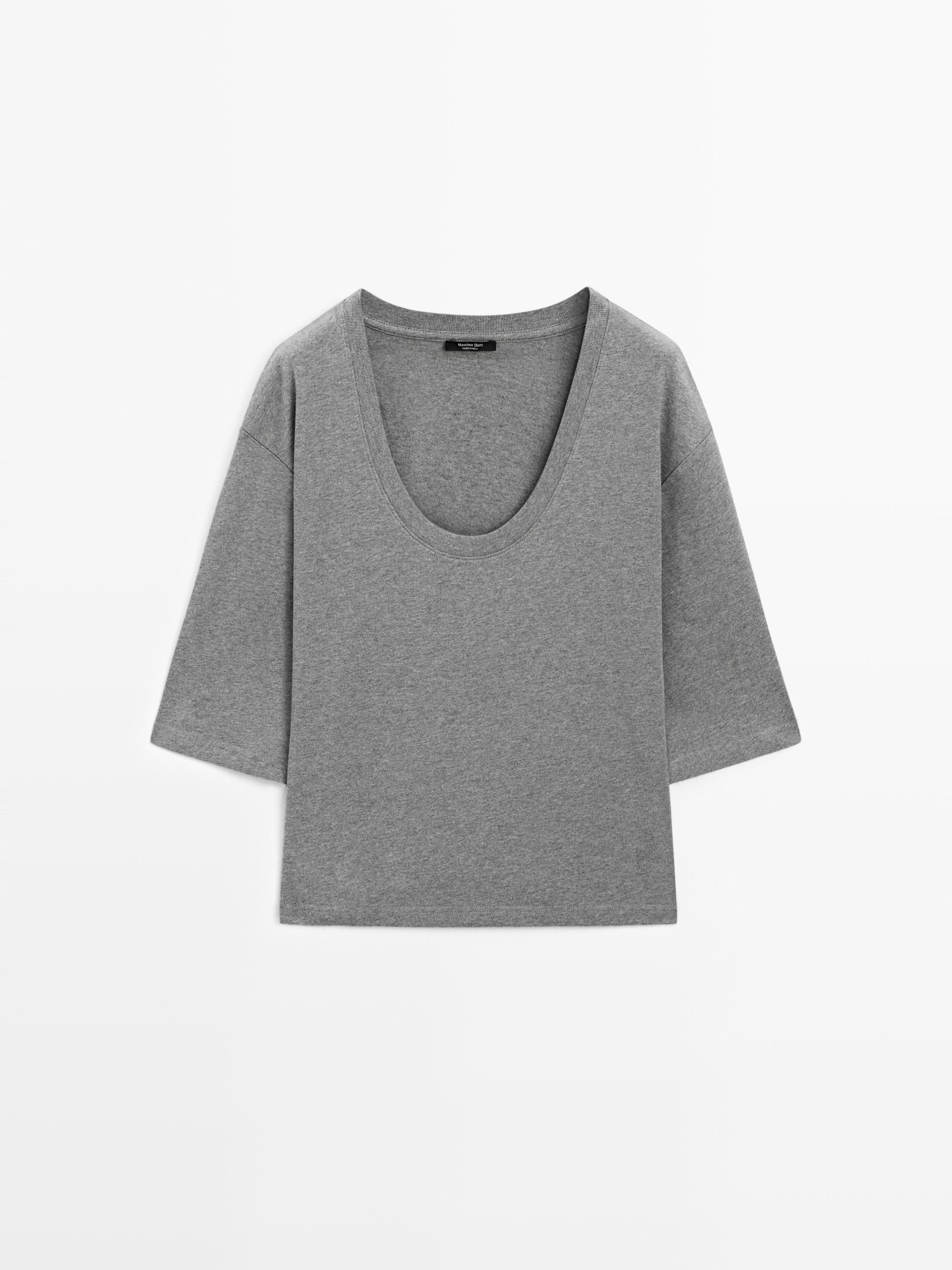 100% cotton scoop neck T-shirt | Massimo Dutti UK