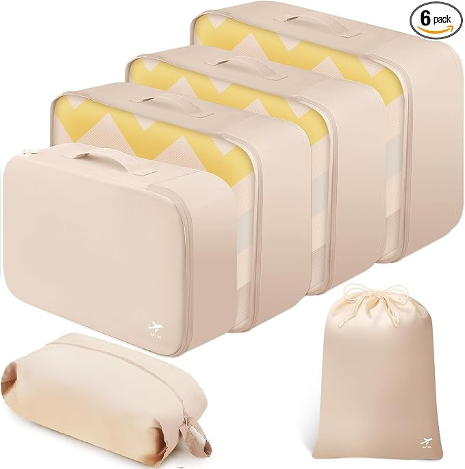 HOTOR Packing Cubes for Suitcases - 6 Pieces, Light Packing Cubes for Travel, Premium Suitcase Or... | Amazon (US)