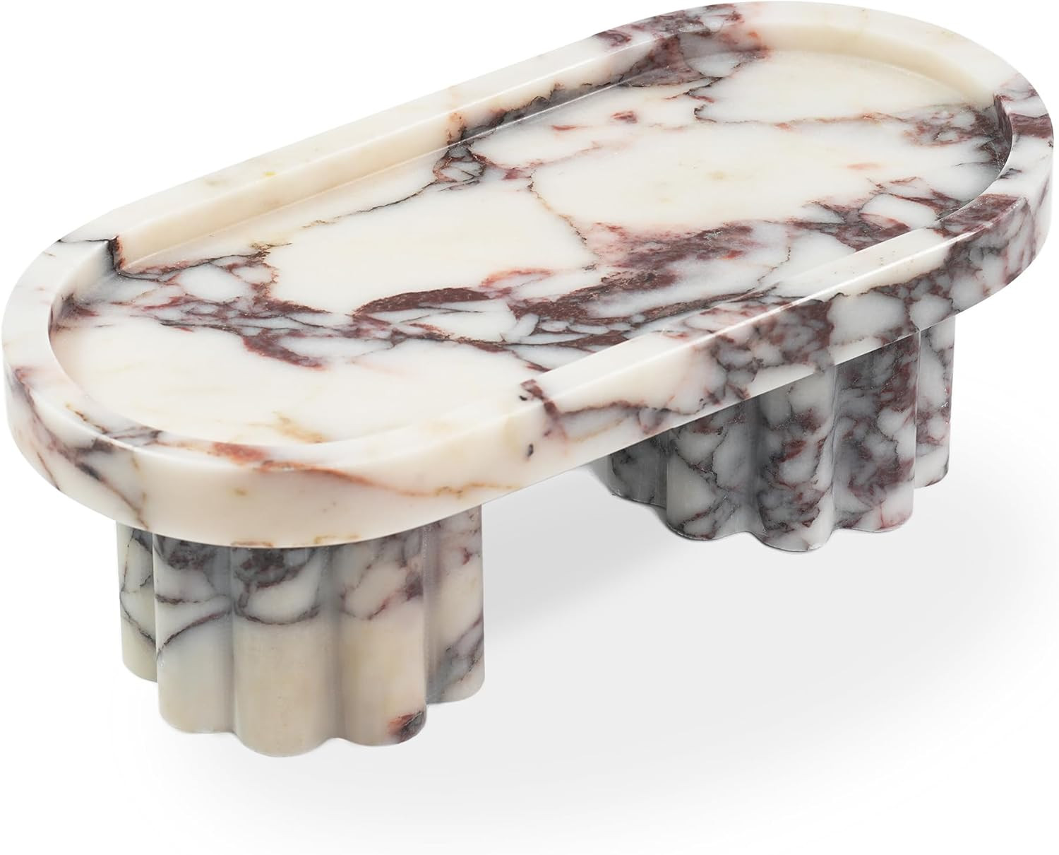 Marble Perfume Tray with Legs - Oval Decorative Stone Pedestal for Bathroom Vanity Coffee Table K... | Amazon (US)