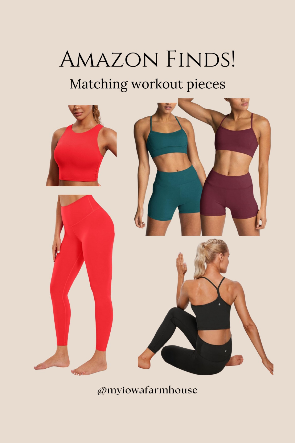 Amazon matching workout pieces. 
Yoga outfits. Sports bras. Yoga pants.  Leggings. 

#LTKActive #LTKStyleTip #LTKFitness