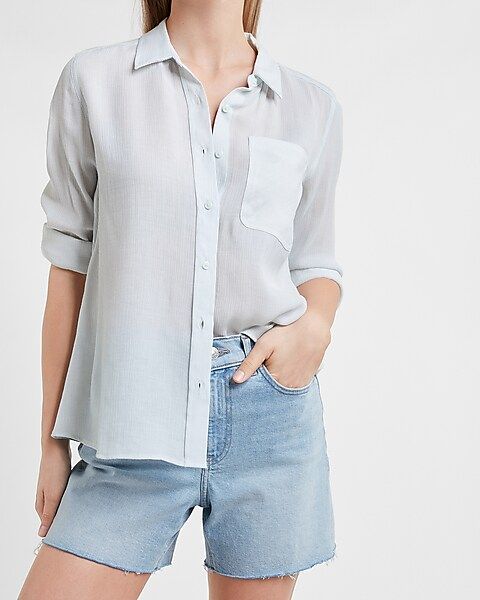One Pocket Button-Up Boyfriend Shirt | Express
