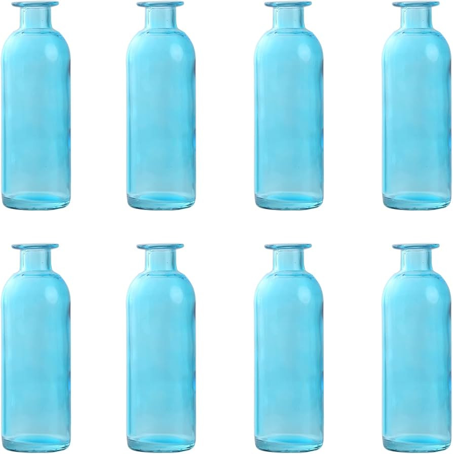 Glass Vases for Centerpieces,Unique Flower Vase,Decorative Glass Vase.(8 pcs,Blue) | Amazon (US)