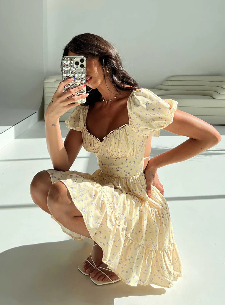 Danny Mini Dress Yellow Floral | Princess Polly US
