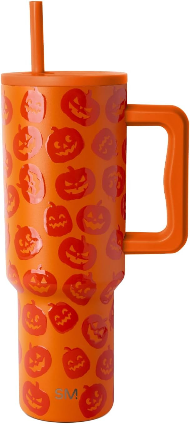Simple Modern Halloween 40 oz Trek Tumbler with Handle and Straw Lid | Cup Holder Friendly Insulated Stainless Steel Travel Mug | Jack-O-Lanterns | Amazon (US)