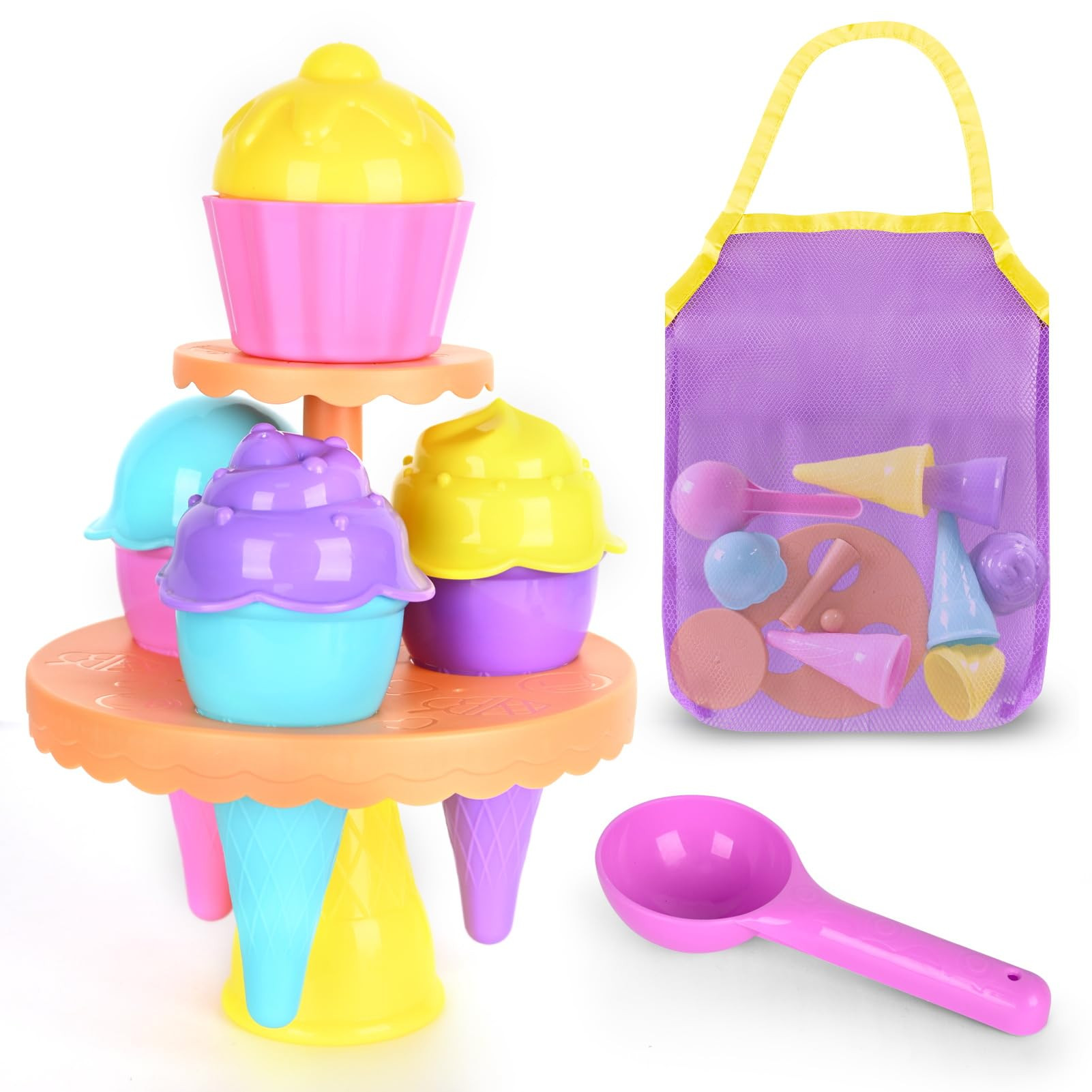 Beach Toys Ice Cream Sand Toys - Toddlers Beach Essentials for Kids Girls Boys, Sand Molds, Shove... | Amazon (US)