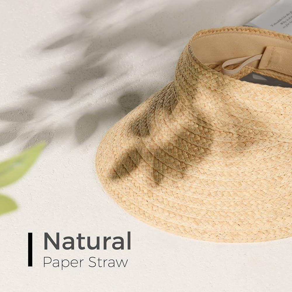 FURTALK Sun Visor Hats for Women Wide Brim Straw Visors Womens Foldable Beach Visors Summer Roll ... | Amazon (US)