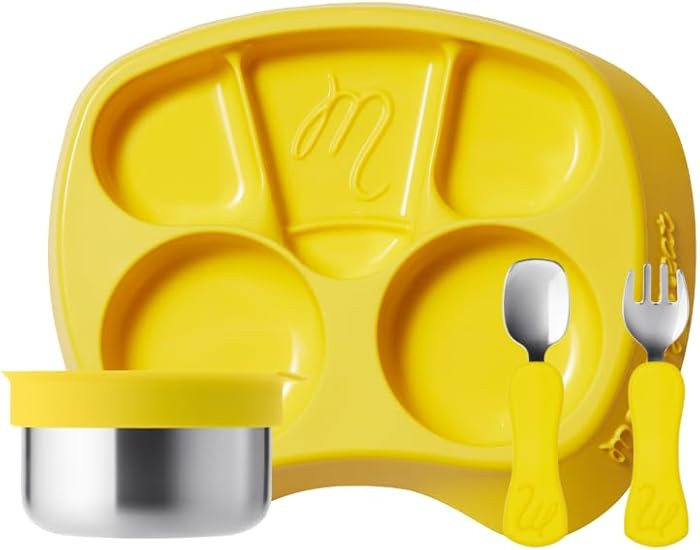 Platinum Silicone Divided Toddler Plate, BPA-Free, Dishwasher Safe, 12m+ (Yellow (French Fries), ... | Amazon (US)
