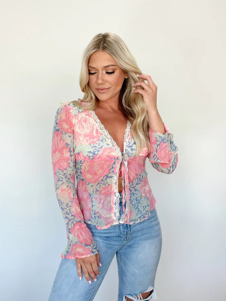 Petalscape Tie Blouse | Lane 201 Boutique