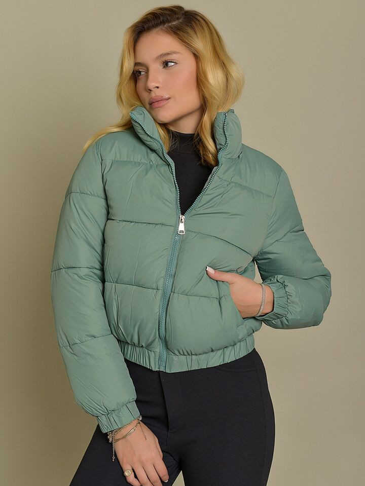 GET FASHION Jaqueta Puffer Forrada em Material Sintético Feminino | SHEIN