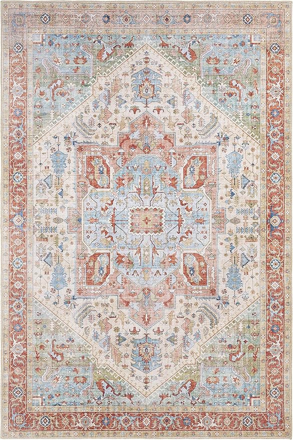 Selbyville Boho Vintage Colorful Area Rug - Farmhouse Traditional Medallion Carpet for Living Roo... | Amazon (US)