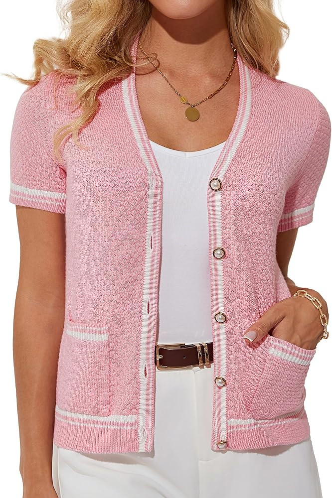 GRACE KARIN Womens Cardigans Lightweight Summer Short Sleeve Knit Texture Cardigan Button Down Co... | Amazon (US)