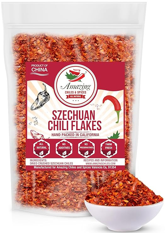 Sichuan Chili Flakes, 8 oz - Traditional Red Pepper Spices and Szechuan Seasoning for Thai, Korea... | Amazon (US)