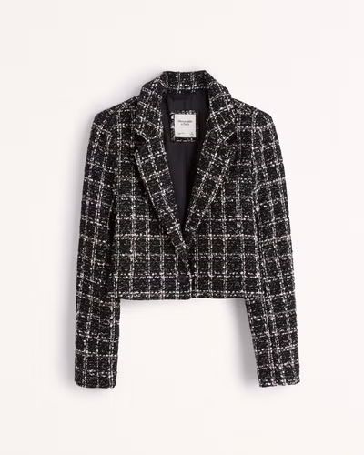 Women's Cropped Tweed Blazer | Women's Clearance | Abercrombie.com | Abercrombie & Fitch (US)